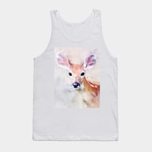 Dramabite Watercolor deer fawn roe elk bird artsy artistic painting wildlife Tank Top